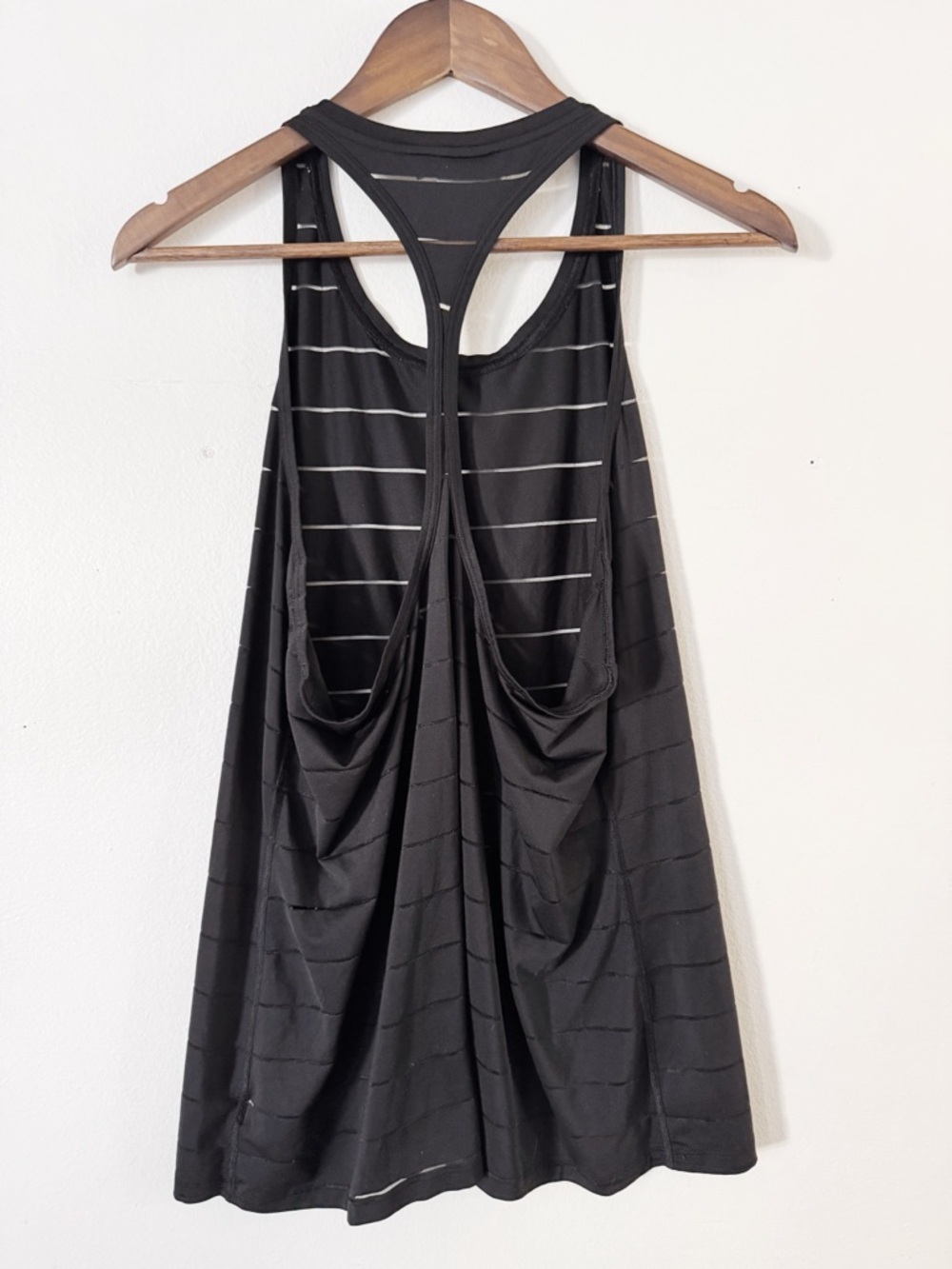 Athleta Black Racerback Tank Top with Subtle Sheer Stripe large - Picture 4 of 4